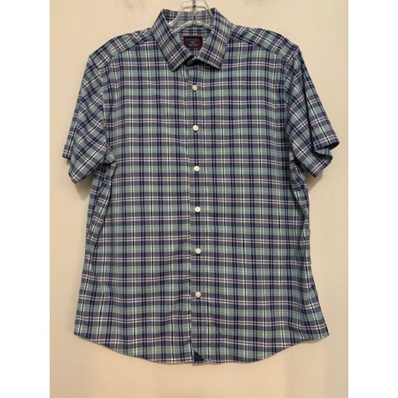 Untuckit Plaid Henderson Slim Fit Button Up Short Sleeve Shirt Size Medium - Picture 1 of 5
